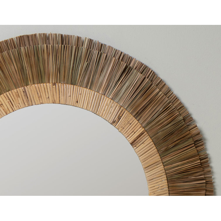 Addison 35'' Round Coastal-Inspired Seagrass Dresser Mirror