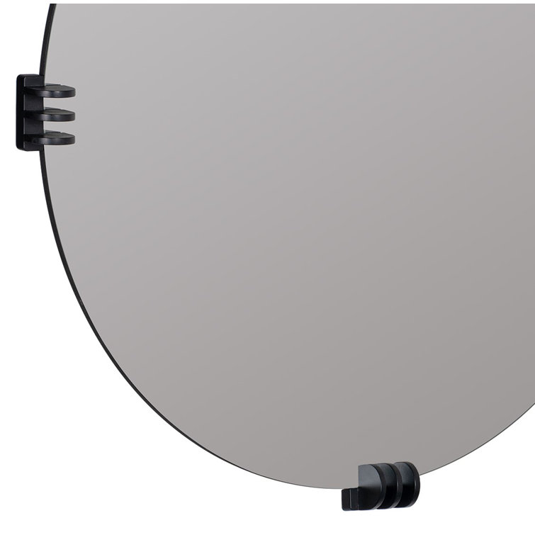 Aubrey Transitional Round Frameless Wall Mirror with Black Claw Brackets