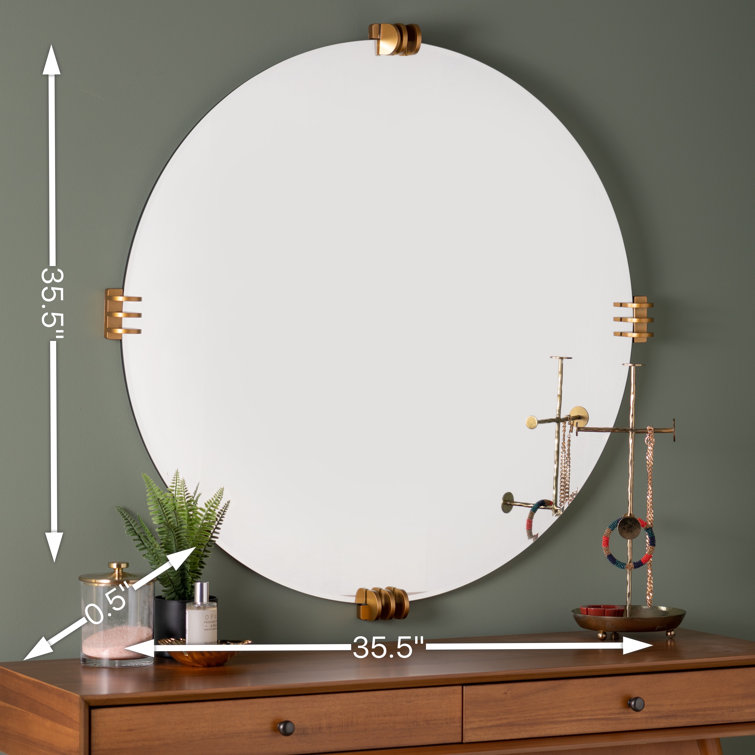 Aubrey 30" Round Frameless Gold Wall Mirror