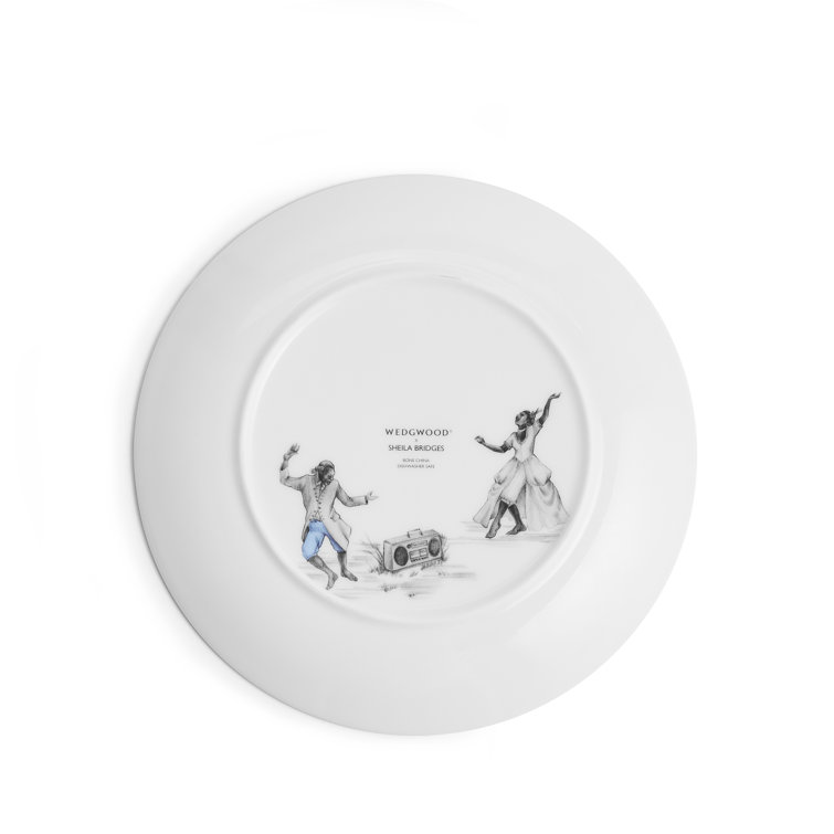 Yellow Round Fine Bone China Salad Plate with Dancing Design