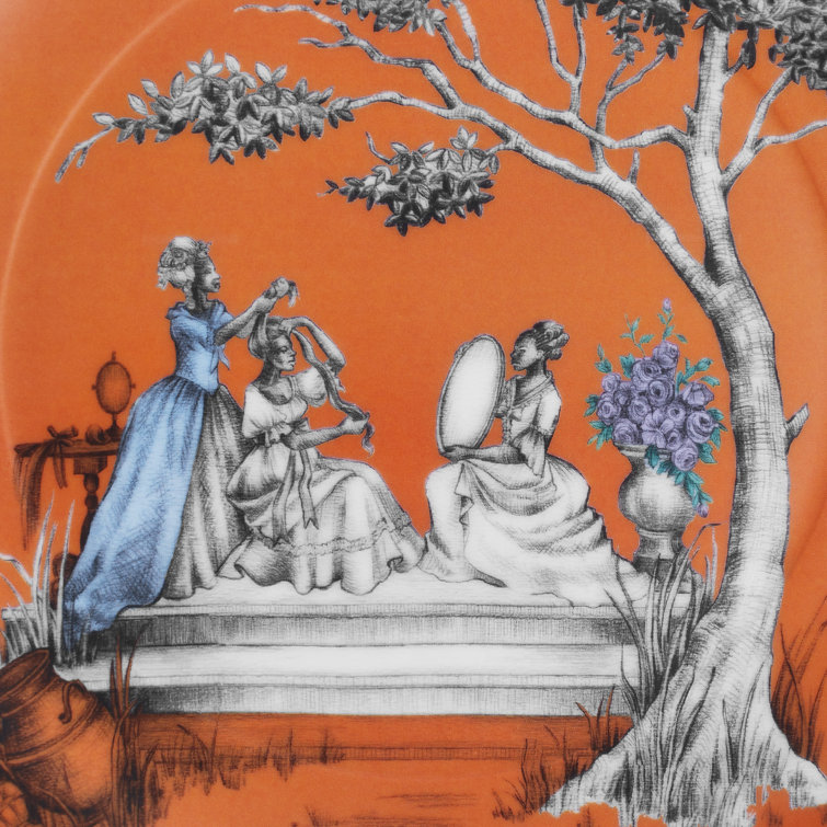 Sheila Bridges 7.8'' Orange Bone China Appetizer Plate