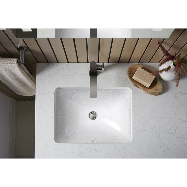 Sartorial Herringbone Caxton 15.5" White Ceramic Undermount Bathroom Sink