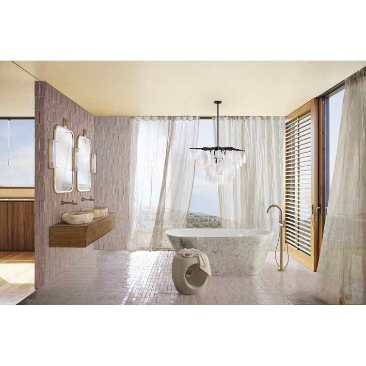 Chrome Single-Handle Freestanding Tub Filler with Handshower