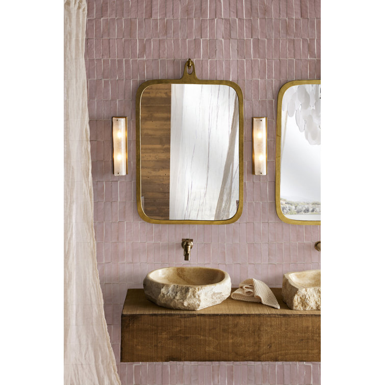 Gold Leaf Rectangular Wall Mirror with Hook