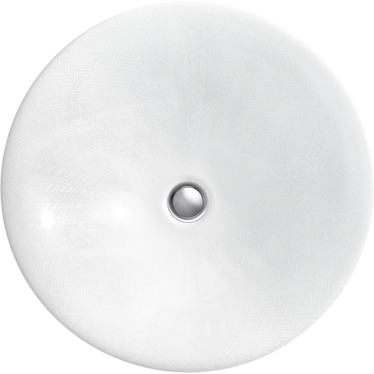 White Ceramic Herringbone Round Vessel Sink