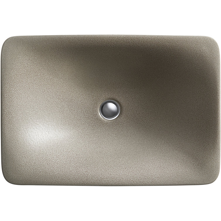 Shagreen Oyster Pearl Rectangular Vessel Bathroom Sink, Ceramic