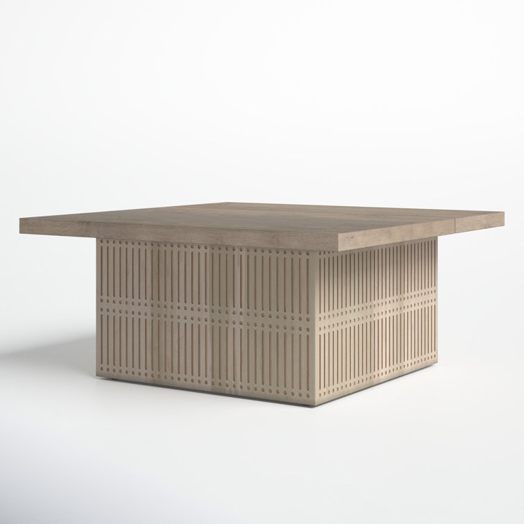 Brushed Ivory Solid Wood Coffee Table with Storage