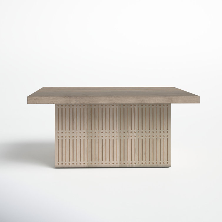 Brushed Ivory Solid Wood Coffee Table with Storage
