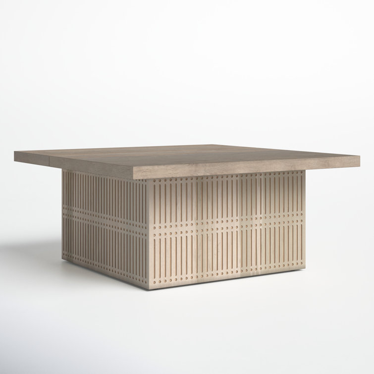 Brushed Ivory Solid Wood Coffee Table with Storage