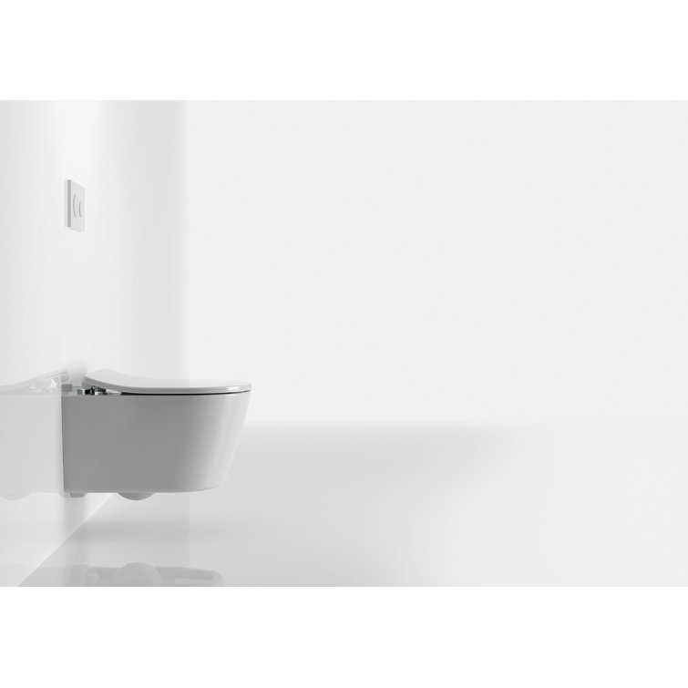 Modern Dual-Flush Elongated Wall-Hung Toilet in Cotton White