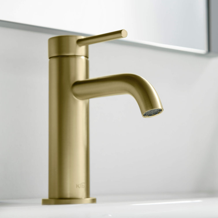 Brushed Gold Brass Single Handle Bathroom Faucet