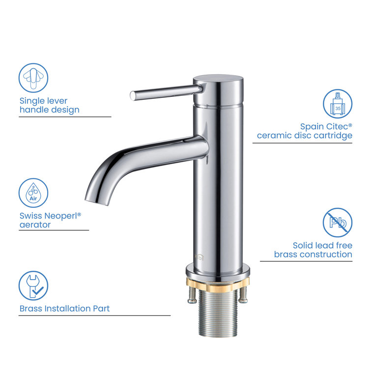 Chrome Single Handle Bathroom Faucet with Pop-Up Drain