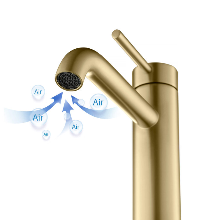 Elegant Brushed Gold Solid Brass Vessel Bathroom Faucet with Single Lever