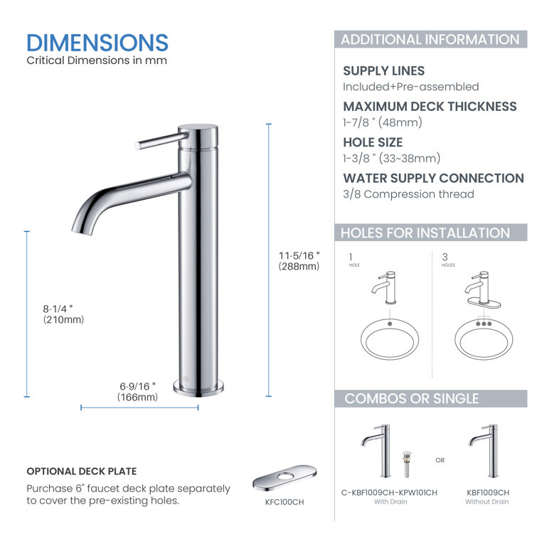 Chrome High Arc Single Handle Vessel Sink Faucet