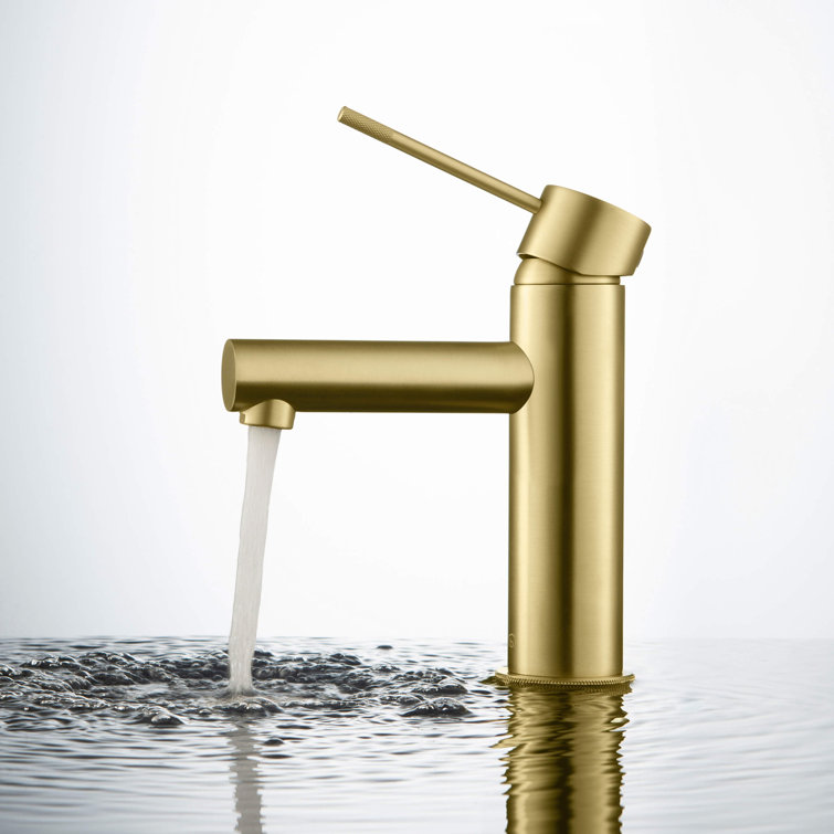 Brushed Gold Solid Brass Single-Handle Bathroom Faucet