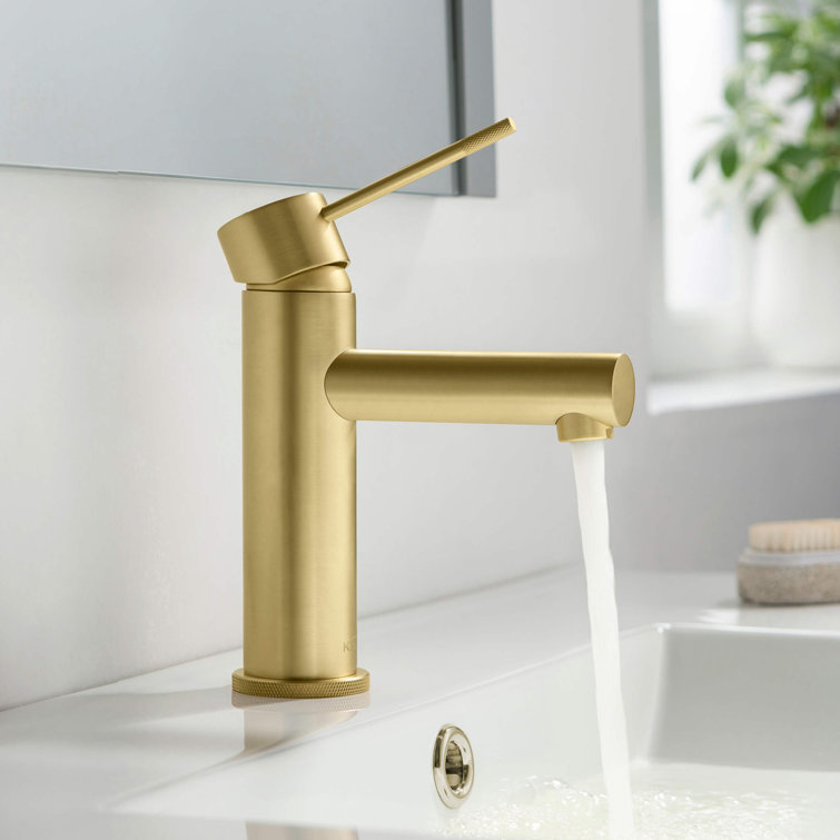Brushed Gold Solid Brass Single-Handle Bathroom Faucet
