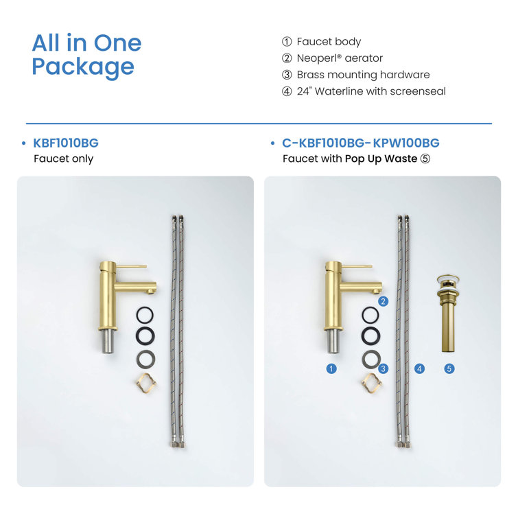 Brushed Gold Solid Brass Single-Handle Bathroom Faucet