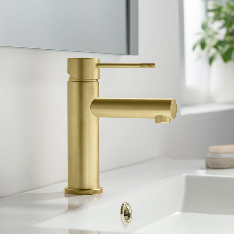 Brushed Gold Solid Brass Single-Handle Bathroom Faucet