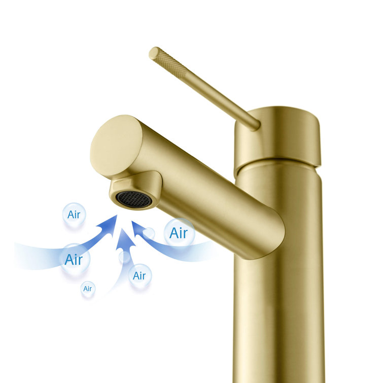 Brushed Gold Solid Brass Single-Handle Bathroom Faucet