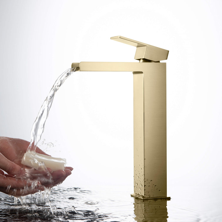Brushed Gold Solid Brass Vessel Sink Faucet
