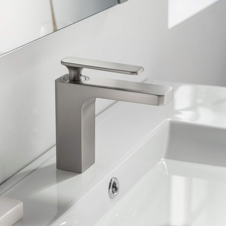 Brushed Nickel Single-Handle Modern Bathroom Faucet with Pop-Up Drain