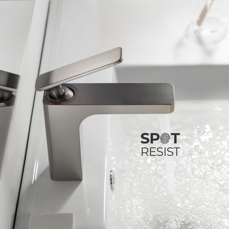 Brushed Nickel Single-Handle Modern Bathroom Faucet with Pop-Up Drain