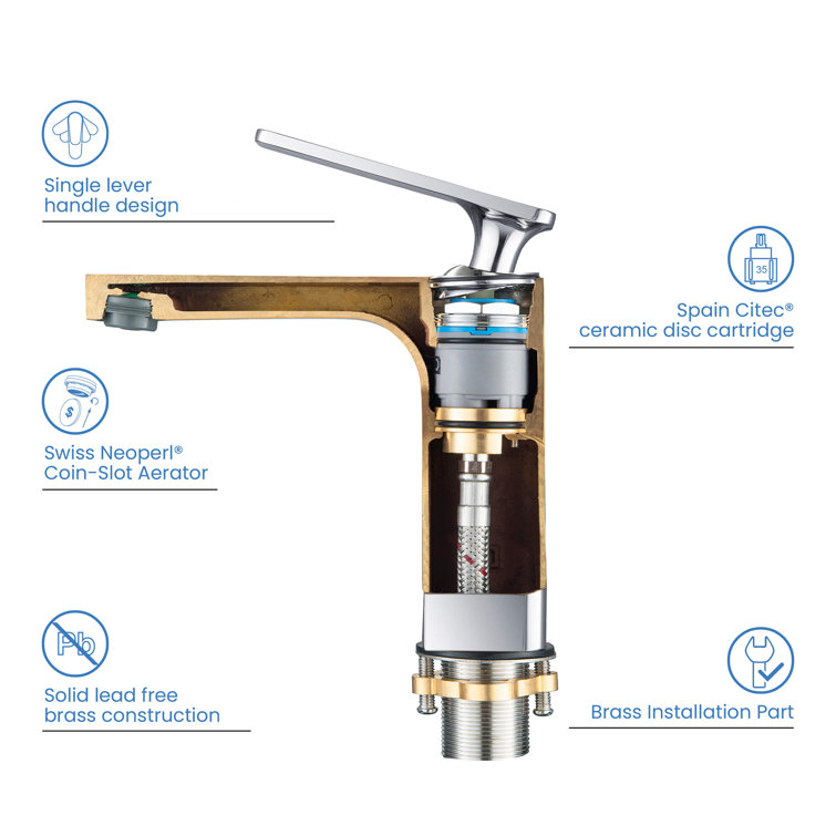 Chrome Single-Handle Modern Bathroom Faucet with Pop-Up Drain