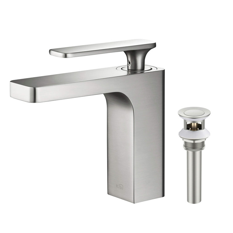 Brushed Nickel Single-Handle Modern Bathroom Faucet with Pop-Up Drain