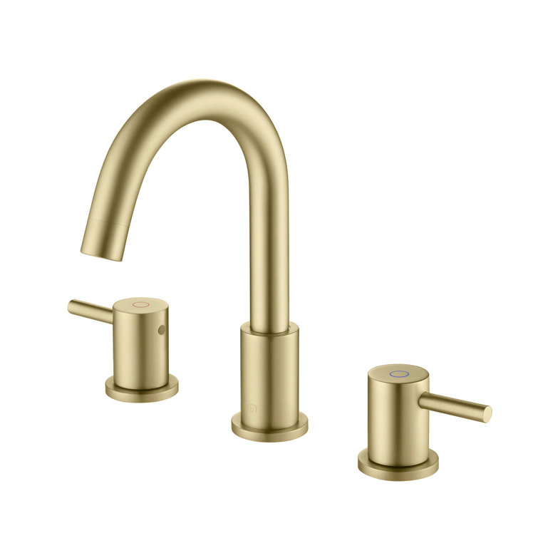 Elegant Brushed Gold Circular Widespread Bathroom Faucet