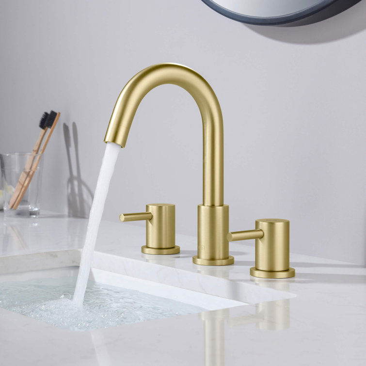 Elegant Brushed Gold Circular Widespread Bathroom Faucet