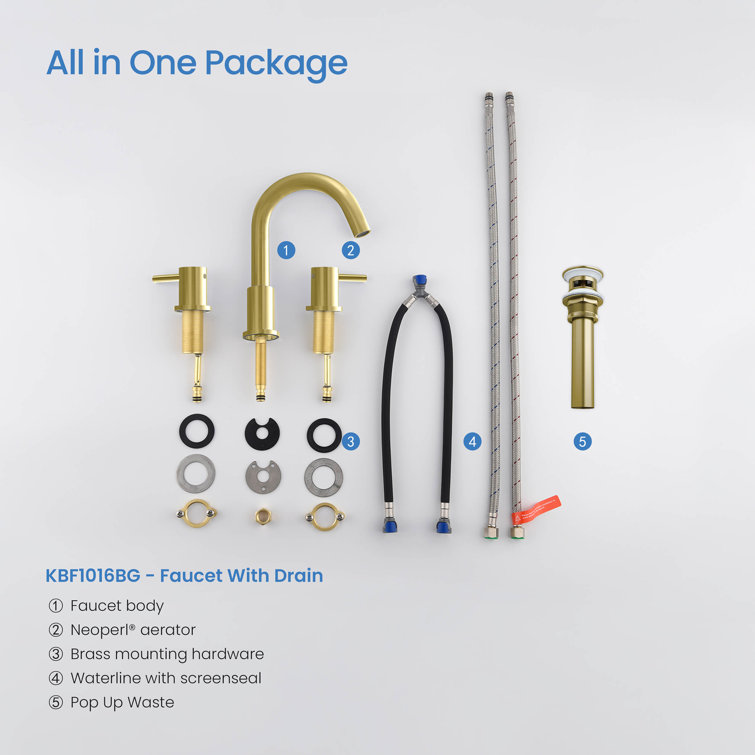 Elegant Brushed Gold Circular Widespread Bathroom Faucet