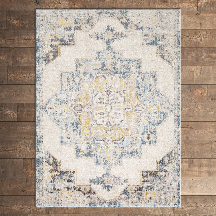 Elegant Ankara Blue 5'3" x 7'3" Reversible Synthetic Rug
