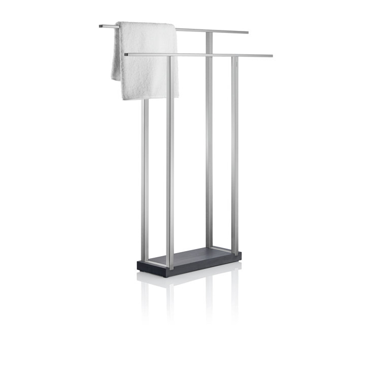 Polished Stainless Steel Freestanding Double Towel Rack