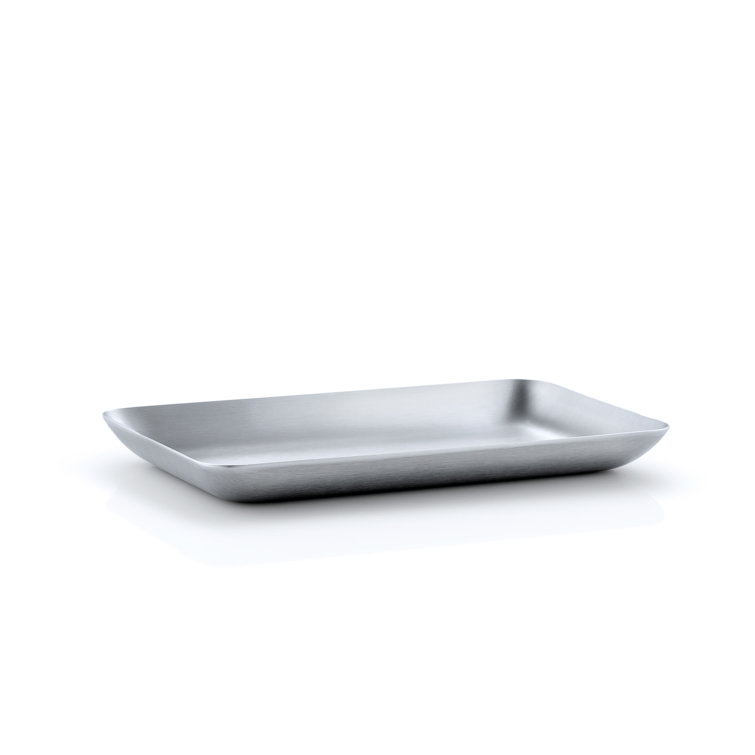 Elegant Matte Stainless Steel Rectangular Serving Tray, 6.69" x 4.33"
