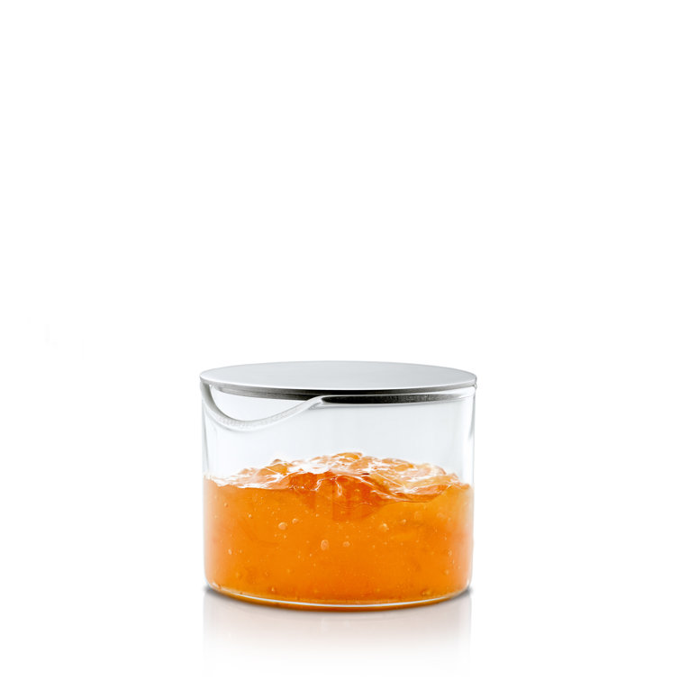 Round Clear Glass Condiment Jar with Stainless Steel Lid