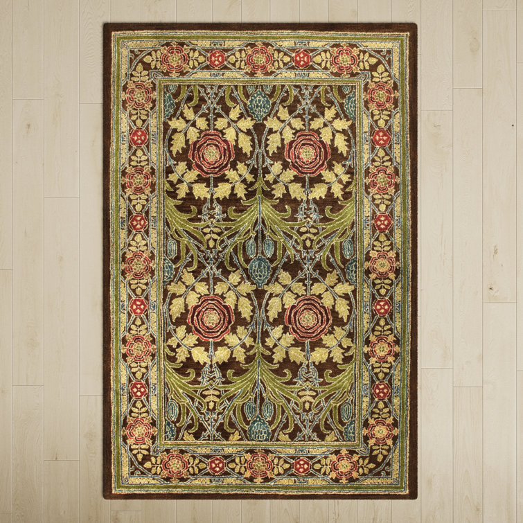 Hand Tufted Red Floral Wool Runner Rug