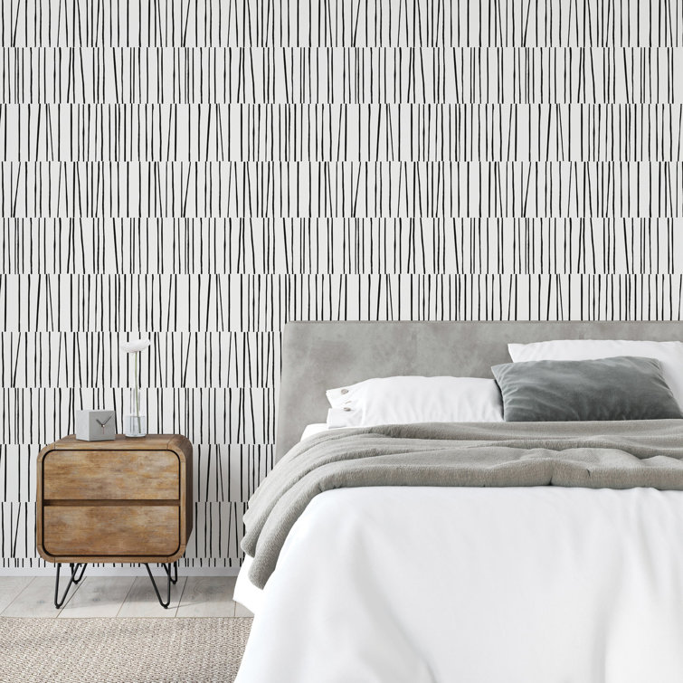 Modern Black and White Abstract Peel and Stick Wallpaper