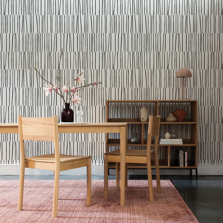 Modern Black and White Abstract Peel and Stick Wallpaper