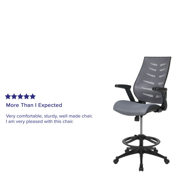 Adjustable High-Back Mesh Drafting Chair with Lumbar Support, Gray