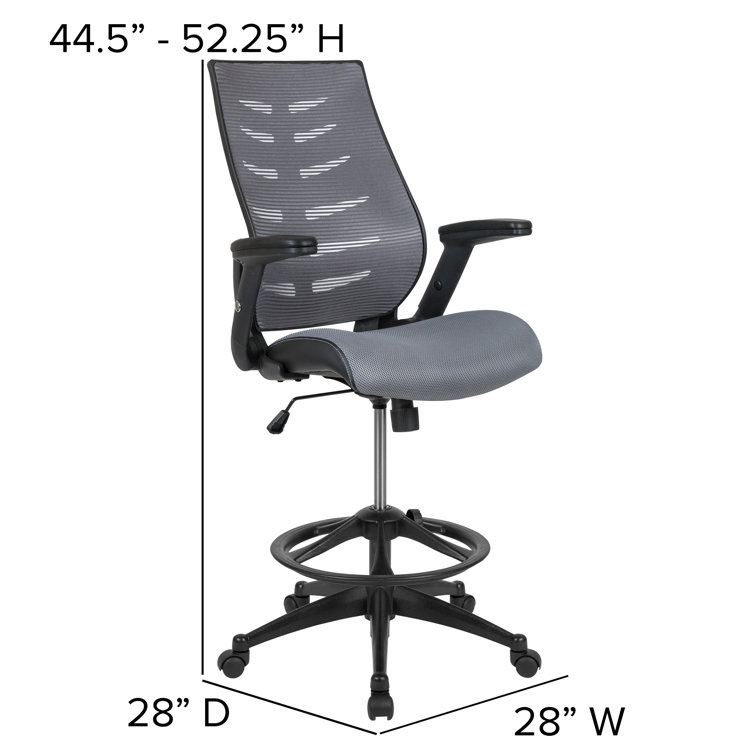 Adjustable High-Back Mesh Drafting Chair with Lumbar Support, Gray