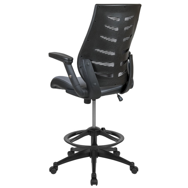 Adjustable High-Back Mesh Drafting Chair with Lumbar Support, Gray