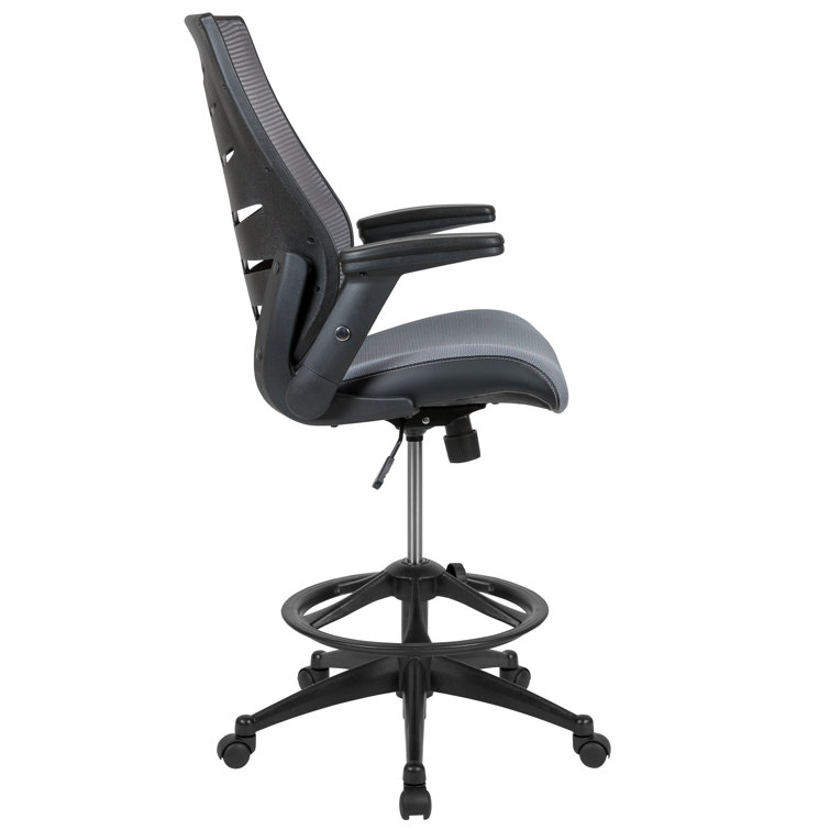 Adjustable High-Back Mesh Drafting Chair with Lumbar Support, Gray