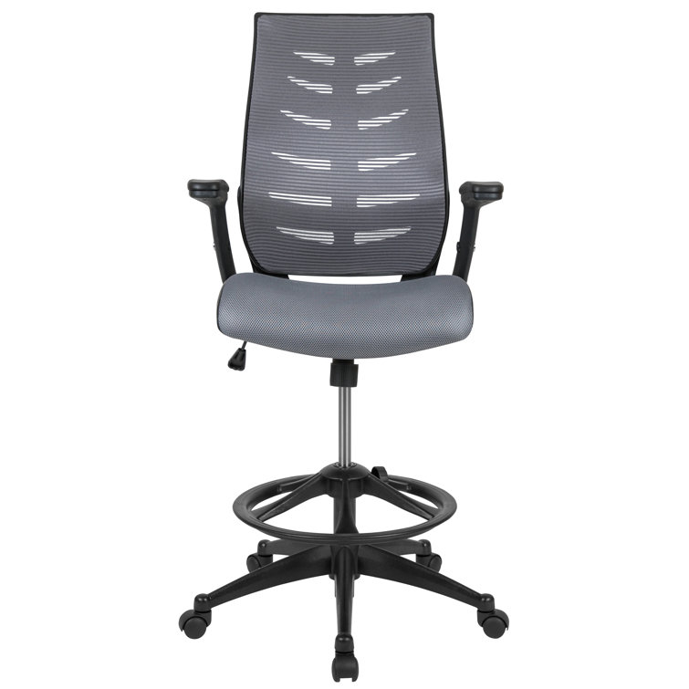 Adjustable High-Back Mesh Drafting Chair with Lumbar Support, Gray