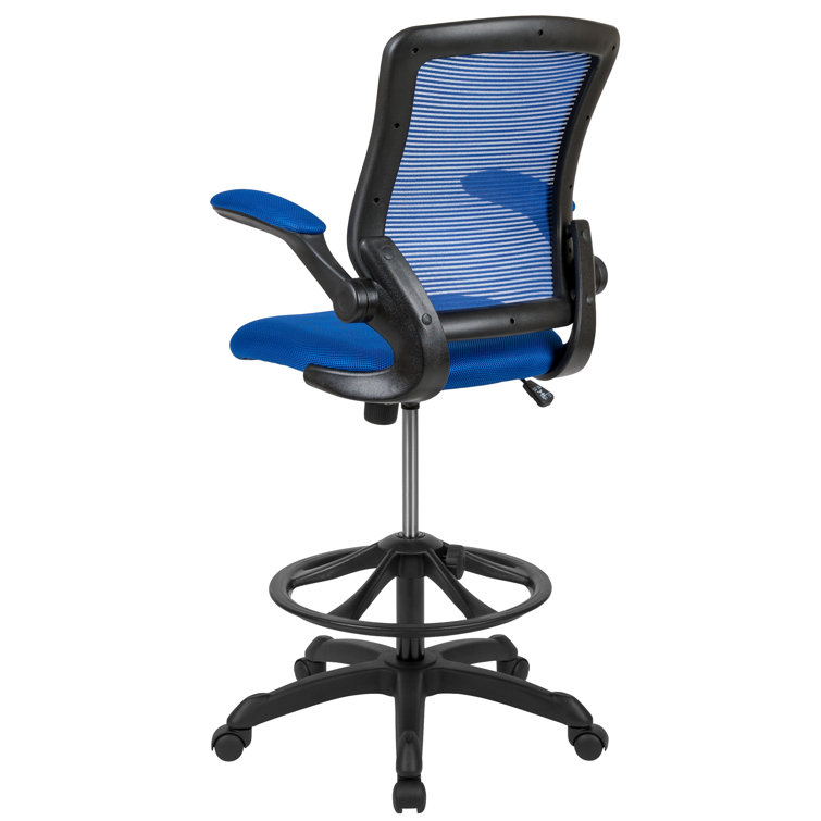 ErgoFlex Mesh Mid-Back Drafting Chair with Adjustable Arms in Blue