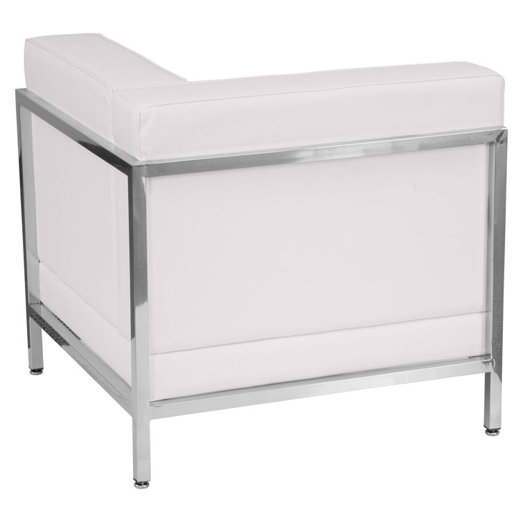 Melrose White LeatherSoft Modular Corner Chair with Stainless Frame