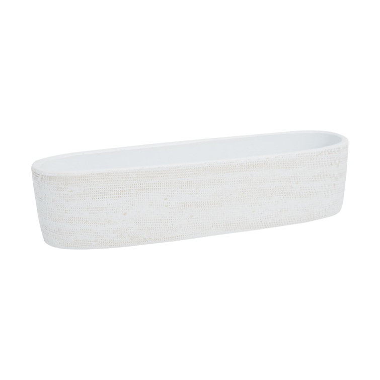 Handcrafted Oval White Ceramic Pot Planter