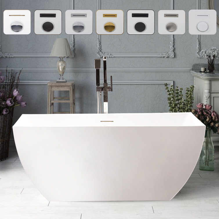 67" x 32" White Freestanding Acrylic Soaking Bathtub