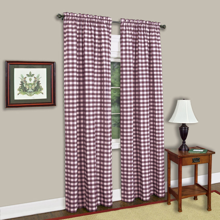 Sage Green Cotton Blend Plaid Sheer Rod Pocket Curtain Panel