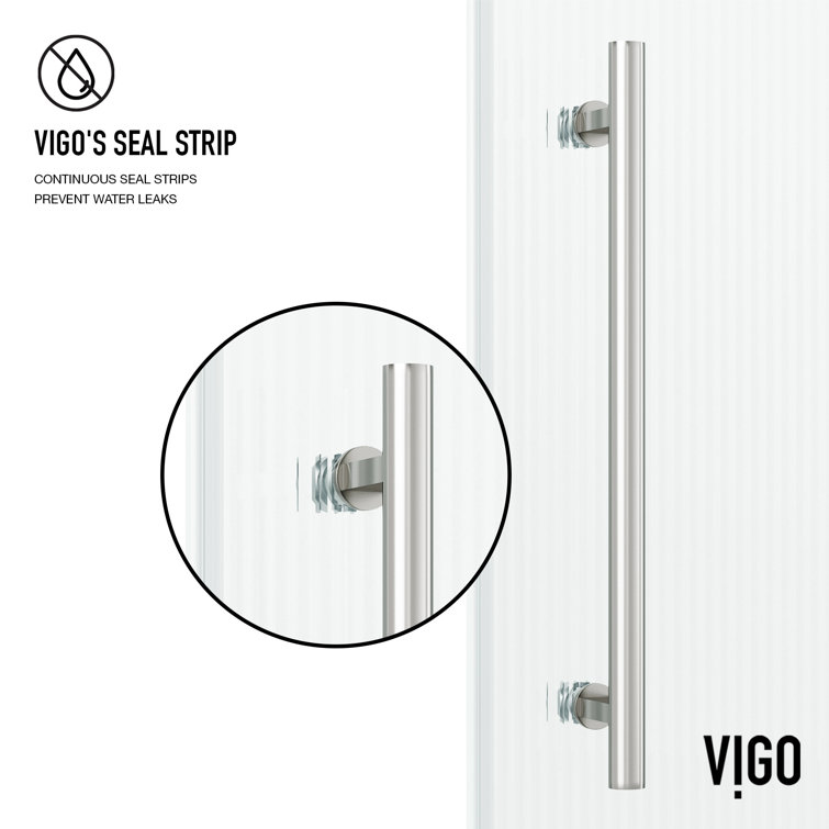 Elan 72" Frameless Sliding Shower Door with Fluted Glass and Black Hardware