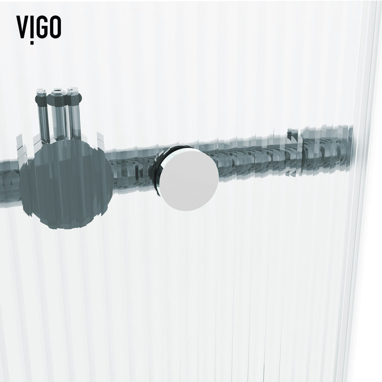 Elan 72" Frameless Sliding Shower Door with Fluted Glass and Black Hardware
